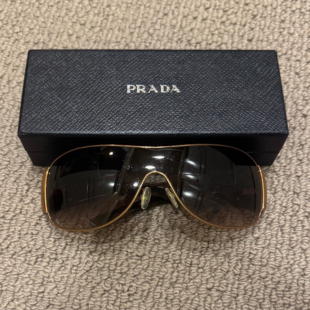 Authentic Prada tortoise aviator ski shield sunglasses